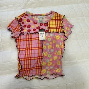 rue21 flower and plaid top